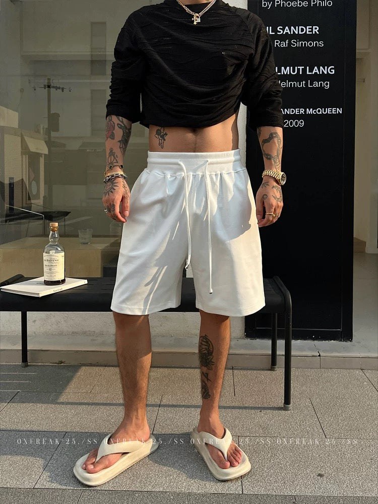 無地 シンプルショーツ メンズ ゆったり ストレートショートパンツ  韓国スタイル