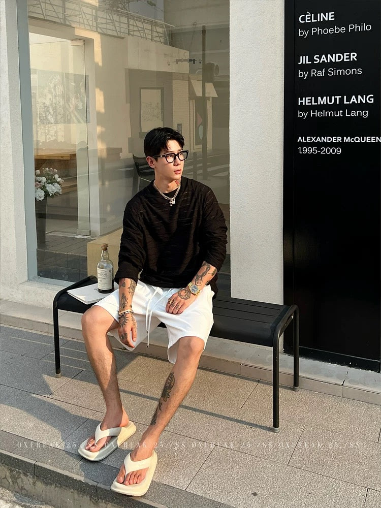 無地 シンプルショーツ メンズ ゆったり ストレートショートパンツ  韓国スタイル